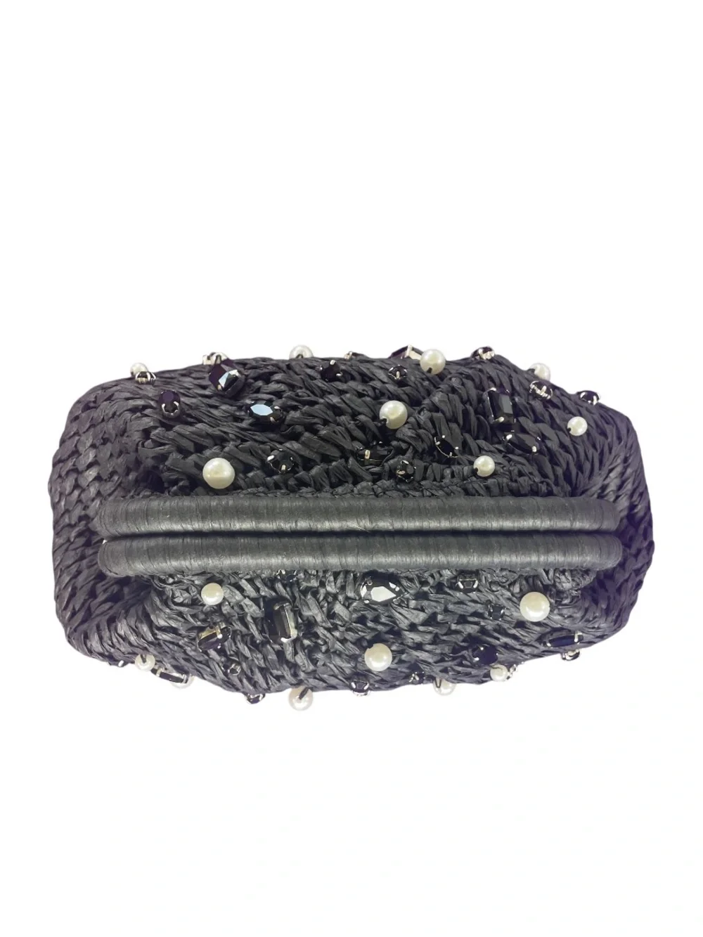 Vineyard Vines Black Sequin Pearl Embellished Frame Clutch Bag BNWT